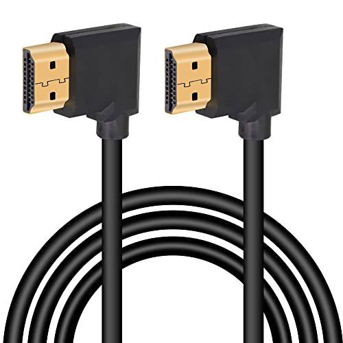 GELRHONR 4K HDMI 케이블 1.4, 90 도 앵글 HDMI Male to Male 케이블 4k@30Hz, Gold-Plated 커넥터, 지원 Arc, 3D, 이더넷, HD TV, Lactop, PC, 프로젝터- 블랙(1m/ 3.2Ft) ( 블랙 - 왼쪽 to 왼쪽)