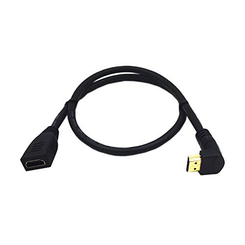 Kework 2ft HDMI 4K 연장 케이블, 90 도 하 앵글 HDMI Male to HDMI Female 확장기 어댑터 케이블, HDMI 2.0 고속 쉴드 케이블, 4K@60HZ (다운 AM to FM)