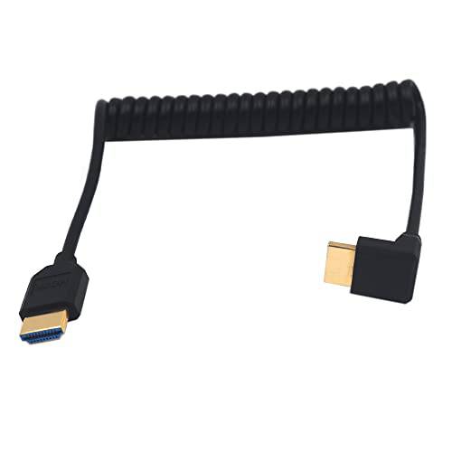 Kework 4ft HDMI 8k 말린케이블 케이블, HDMI 2.1 버전 울트라 HD 나선, 스파이럴 케이블, 90 도 Up 앵글 HDMI 8K Male to HDMI 8K Male 어댑터 쉴드 스프링 케이블, 8K@60HZ