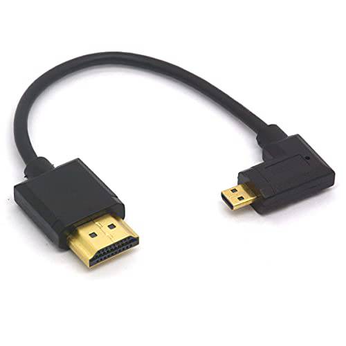 GLHONG 앵글드 마이크로 HDMI to HDMI 케이블, 90 도 앵글 마이크로 HDMI Male to HDMI Male 어댑터 커넥터 1080P, 4K, 울트라 HD, 3D, 이더넷 15CM (오른쪽)