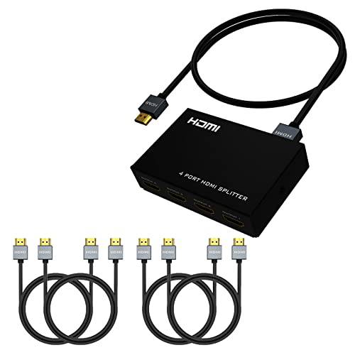 4 웨이 HDMI 분배기+ 4 팩 HDMI Cable(2 in 6ft+ 2 in 10ft) - Yinker