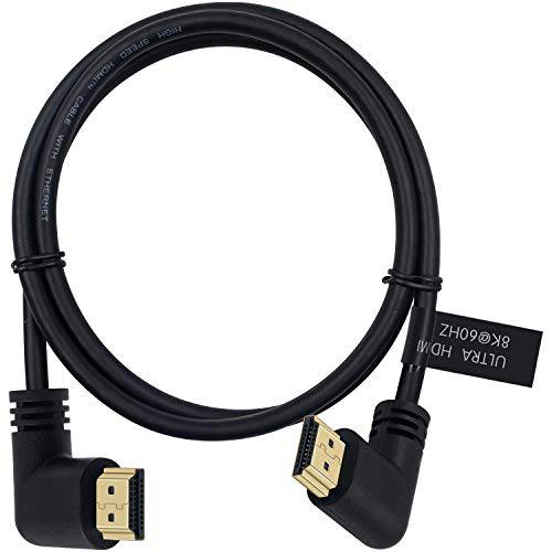Poyiccot 8K HDMI 2.1 케이블 3.3feet/ 1M, 8K HDMI 48gbps 90 도 직각 HDMI Male to 왼쪽 앵글 HDMI 2.1 케이블 8K 60Hz 비디오 and 3D HDR TV/ 엑스박스/ PS4/ PS5