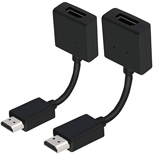 SaiTech IT 2 팩 숏 HDMI 연장 케이블 고속 Male to Female HDMI 스위블 어댑터 구글 크롬 캐스트 - (10cm - 4 인치) 블랙
