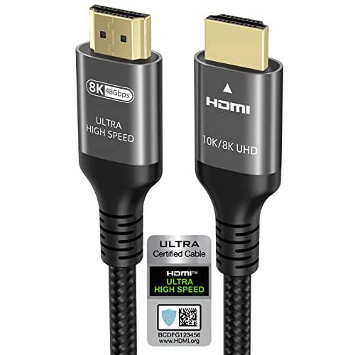 10k 8k 4k HDMI 케이블 3.3 ft, 인증된 48Gbps 1ms 울트라 고속 HDMI 2.1 케이블 4k 120Hz 144Hz 10k 8k 60Hz 4:4:4 12bit eARC DTS:X Dolby Atmos HDR10 호환가능한 삼성 소니 LG Mac PS5 게이밍 PC