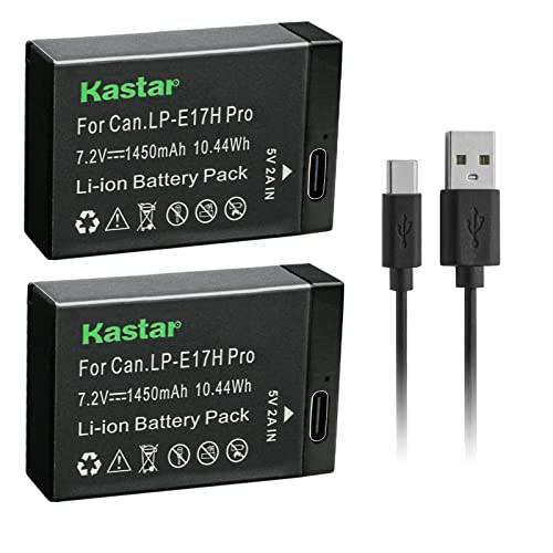 Kastar 2-Pack LP-E17H 프로 배터리 w/ Type-C 케이블 호환가능한 캐논 LP-E17 LP-E17H, 9967B02 배터리, 캐논 EOS 750D, EOS 760D, EOS 800D, EOS 850D, EOS 8000D, EOS RP 미러리스 디지털 카메라