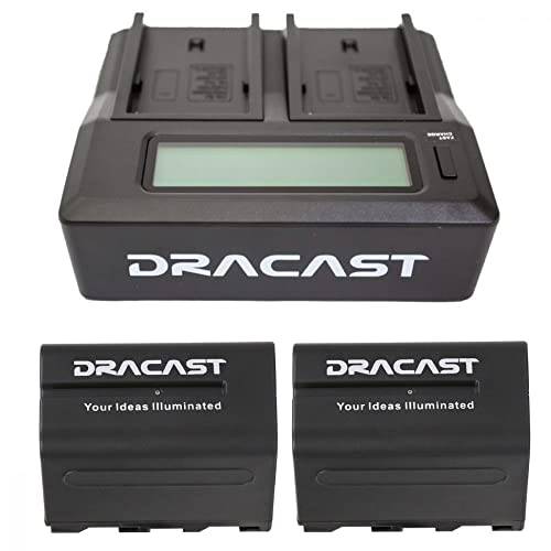 Dracast 2X NP-F 6600mAh 배터리 and 1 듀얼 마운트 디지털 충전기 키트