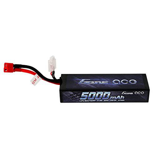 Gens ace 2S 7.4V 5000mAh 50C 리포 배터리 Pack 하드케이스 with Deans T Plug for RC 차량용 Arrma Axial Losi Traxxas Slash Buggy Team Associated Serpent HPI Redcat LRP 몬스터 트럭 Roar Approved
