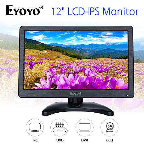 Eyoyo 12 inch HD 1920x1080 IPS LCD HDMI 모니터 스크린 Input 오디오비디오, AV 디스플레이,전시 with BNC 케이블 for PC 컴퓨터 카메라 DVD 세큐리티 CCTV DVR 홈 사무실,오피스 Surveillance