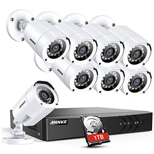 ANNKE 8CH 세큐리티 Surveillance 시스템 H.264+ 1080P Lite 유선 DVR and (8)×1080P HD Weatherproof CCTV 카메라 System, 100ft 나이트 Vision, Easy 원격 액세스 1TB 하드디스크