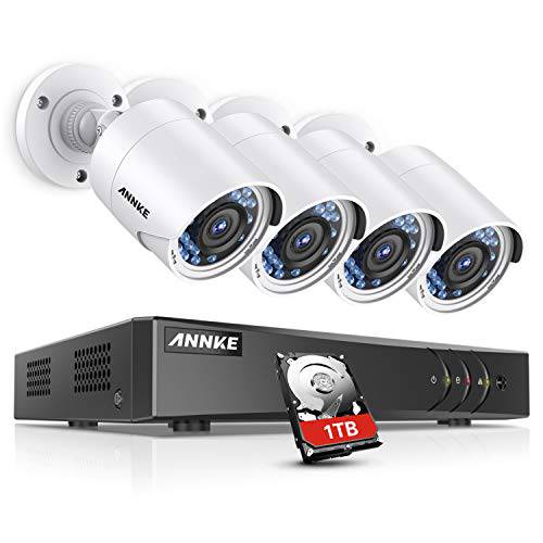 ANNKE Surveillance 카메라 System, 8CH 5MP H.265+ DVR 레코더 and 2pcs 1080P PIR CCTV 카메라 and 2pcs 1080P 아웃도어 TVI Cameras, 이메일 경보 with Snapshot, 1TB 하드디스크 Included
