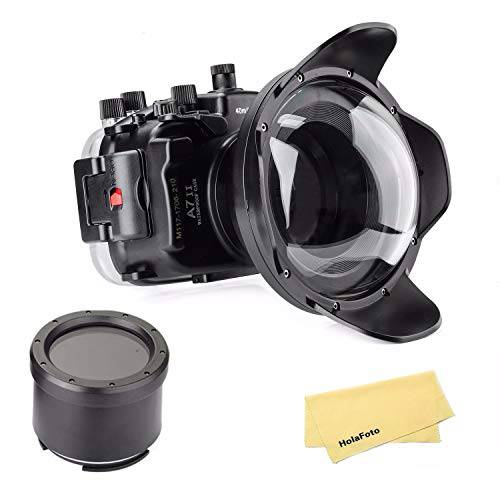 Meikon Underwater 카메라 하우징 케이스 w/ 와이드 앵글 렌즈 Kit, 40M/ 130FT 방수 하우징 for 소니 A7 II A7R II A7S II 28-70mm/ 24-70mm 렌즈