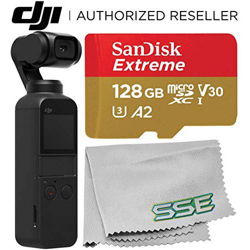 DJI 오즈모 포켓,미니,휴대용 짐벌 with SanDisk Extreme 128GB microSDXC 메모리 카드 번들,묶음
