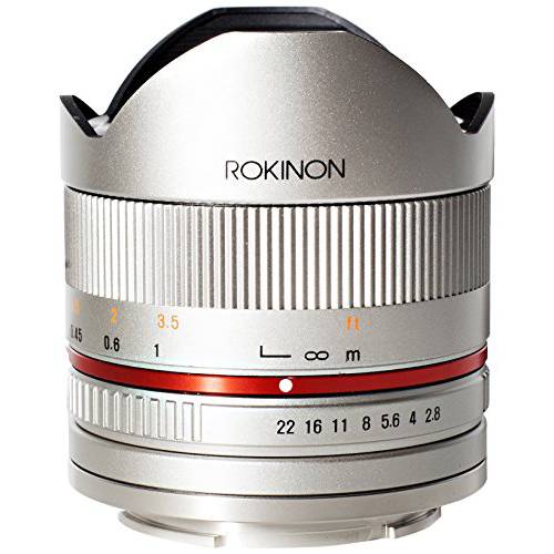 Rokinon RK8MS-FX 8mm F2.8 Series 2 어안 Fixed 렌즈 for 후지필름 X-Mount Cameras, 실버