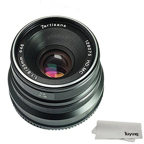 7artisans 25mm F1.8 수동 포커스 렌즈 for 파나소닉 and 올림푸스 카메라 미니 M4/ 3 마운트 - 블랙