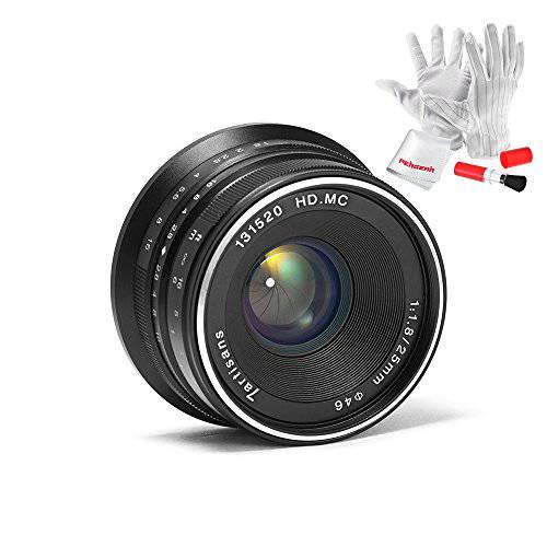 7artisans 25mm F1.8 수동 포커스 Fixed 렌즈 for 소니 E-Mount Cameras-APS-C (Black)