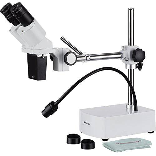 AmScope SE400-Z 프로페셔널 쌍안경 스테레오 Microscope, WF10x and WF20x Eyepieces, 10X and 20X Magnification, 1X Objective, LED Lighting, Boom-Arm Stand, 110V-120V
