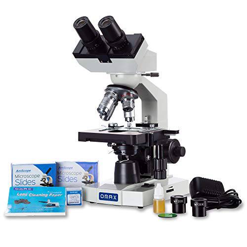 OMAX 40X-2500X LED 쌍안경 컴파운드 Lab 현미경 w/ 이중 레이어 기계식 무대+  공백 Slides, Cover 전표, &  렌즈 클리닝 용지