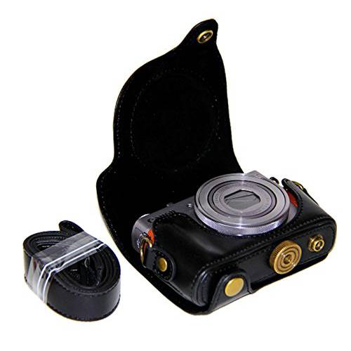 CEARI 탈착식 카메라 가죽 케이스 Protective 가방 for 캐논 PowerShot G9X+  극세사 Clean 천 - 블랙