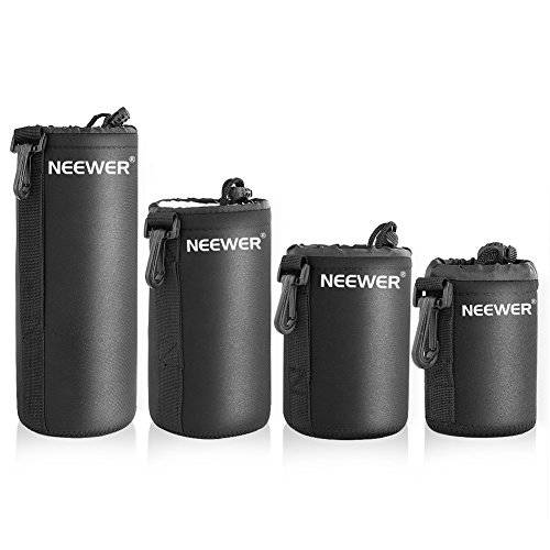 Neewer 4X 렌즈 케이스 렌즈 파우치 가방 with Thick Protective Neoprene for DSLR 카메라 렌즈 (Fit for Canon, Nikon, Sony, Olympus, Panasonic) Includes: Small, Medium, Large, XL 사이즈