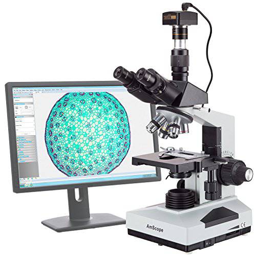 AmScope 40X-2000X Lab Clinic Veterinary Trinocular 현미경 5MP 카메라