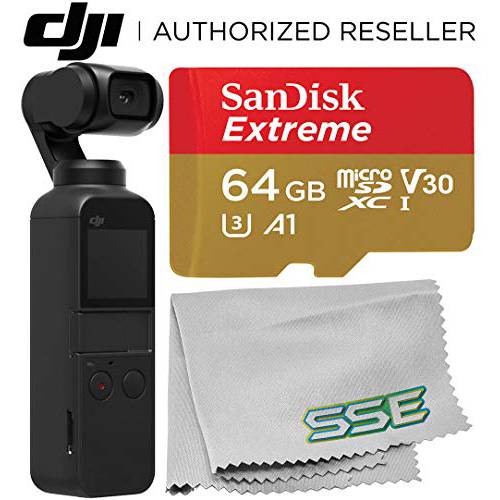 DJI 오즈모 포켓,미니,휴대용 짐벌 with SanDisk Extreme 64GB microSDXC 메모리 카드 번들,묶음