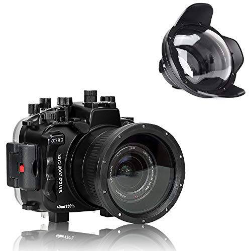 씨 Frogs Underwater 카메라 하우징 케이스 w/ Wide 앵글 렌즈 Kit, 40M/ 130FT 방수, 워터푸르프 하우징 for 소니 A7 III A7R III 28-70mm 렌즈