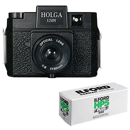 Holga 120N 미디엄 Format 필름 카메라 (Black) with 120 필름 번들,묶음