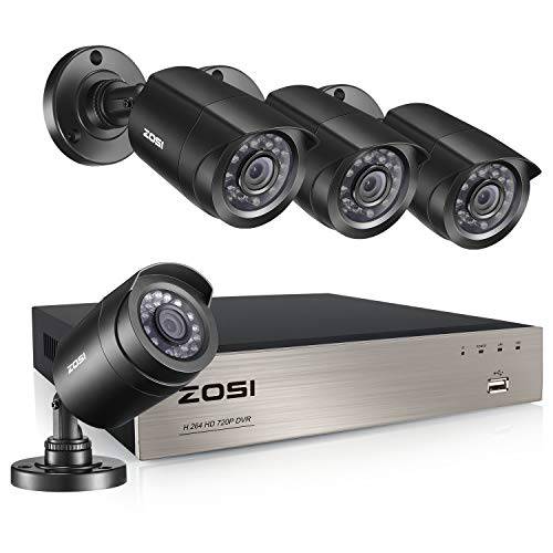 ZOSI 세큐리티 카메라 시스템 아웃도어 H.265+ 8Channel 4-in-1 5MP Lite CCTV DVR 레코더 and (4) x1080P 1920TVL HD Weatherproof Surveillance 카메라 with 나이트 Vision, 모션 Alert, 원격 Access(NO HDD)