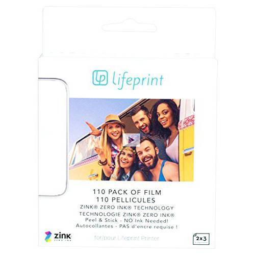 Lifeprint 110 pack of 필름 for Lifeprint 3D Photo AND Video Printer. 2x3 Zero 잉크 붙여서쓰는 backed 필름