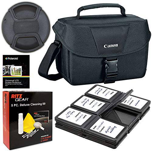 캐논 200ES 카메라 숄더 파우치 (9320A023) for 캐논 EOS Rebel T6 T7 T5i T6i T7i EOS 90D 80D 70D 6D EOS Sl3 SL2. 번들,묶음 Includes, 58mm 렌즈 캡, 5-Piece 클리닝 Kit, 스크린 보호