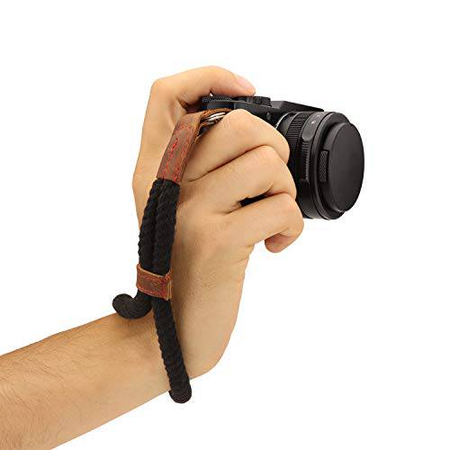 Megagear MG939 코튼 카메라 핸드 손목 스트랩 Comfort Padding, 세큐리티 for 올 카메라 (Small23cm/ 9inc), Black