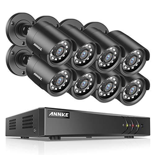 ANNKE 보안카메라, CCTV 시스템 1080P Lite H.264+ 8CH Surveillance DVR and (8) 1080P HD Weatherproof Camera, Easy 원격 View, 스마트 Playback, NO 하드디스크