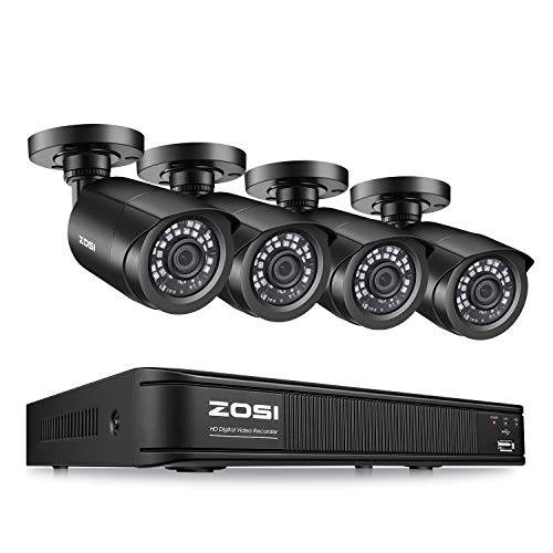 ZOSI H.265+ 1080p 홈 보안카메라, CCTV System, 8 Channel 5MP-Lite CCTV DVR with 4 x 1920TVL Weatherproof Surveillance Bullet 카메라 Outdoor/ 실내 with 80ft 나이트 Vision, 원격 Access, 모션 알림