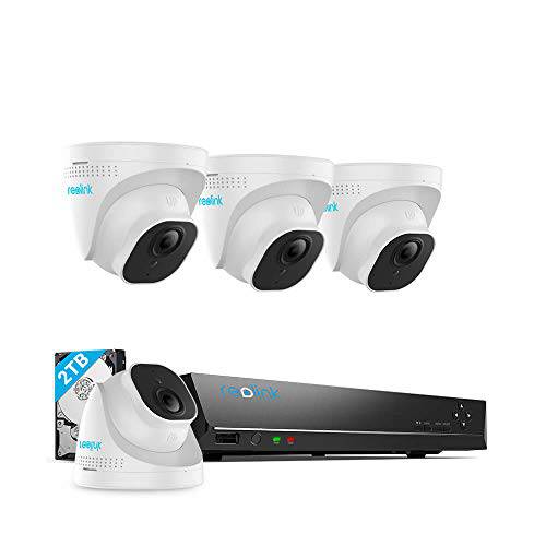 REOLINK 4K Poe 보안카메라, CCTV 시스템s, 8mp 보안카메라, CCTV 4pcs, H.265 8CH NVR with 2TB HDD for 24x7 Recording, H.265 나이트 비전 모션 감지 오디오 Record, 유선 Surveillance 시스템 RLK8-800D4