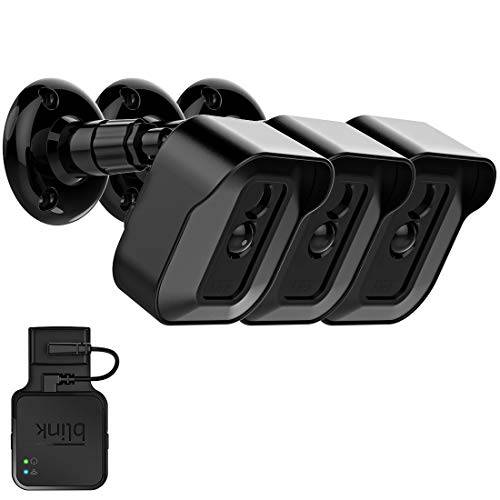 Blink XT2 카메라 벽면 마운트 Bracket, Weatherproof Protective 커버 and 360 도 조절가능 카메라 마운트 with Blink 동기화 모듈 Outlet 마운트 for Blink XT2 홈 보안카메라, CCTV 시스템 (Black, 3 Pack)