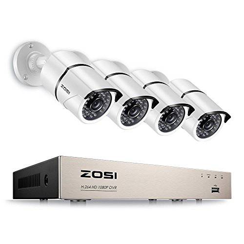 ZOSI 8CH 보안카메라, CCTV 시스템 with 2TB 하드디스크 H.265+ 8CH 5MP Lite HD-TVI Video DVR 레코더 with 8pcs HD 1920TVL 1080P 실내 아웃도어 홈 Surveillance 카메라 with 120ft Long 나이트 비전