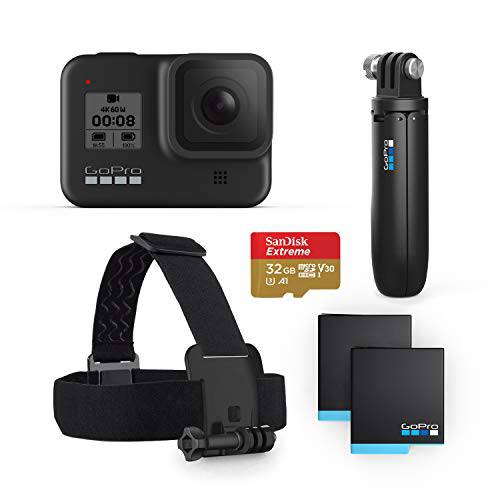 GoPro HERO8 Black 번들, 묶음 - Includes HERO8 Black 카메라, 쇼티, 미용실마네킹,머리마네킹 스트랩, 32GB SD 카드, and 2 충전식 Batteries