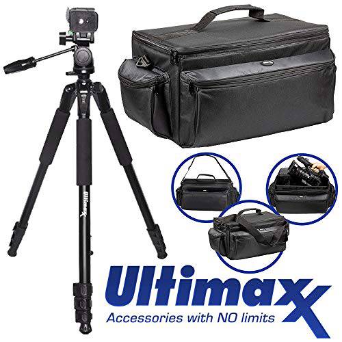Ultimax’s Extra Large, Water-Resistant 도구 파우치 with 80” 삼각대 호환가능한 with 캠코더 for 파나소닉 AG-AC160, AC30, AC90A, AC130A, AF100, HVX200, UX-90, UX-180, HC-X1000, HC-X1, and More