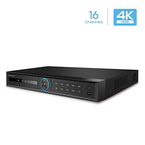 Amcrest 5Series 4K NVR 16-Channel NV5216 16CH (Record 16CH 4K @30fps, View/ 재생 4CH 4K @30fps) 네트워크 Video 레코더 - 지원 up to 2 x 10TB 하드디스크 (Not Included) (No PoE Ports Included)