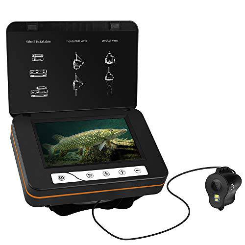 MOOCOR 피쉬 파인더 Underwater 얼음,아이스 피싱 카메라 HD 1000TVL with 5 LCD 모니터 4pcs Infrared+ 2pcs 화이트 LEDs 온도 Depth Display(98ft)