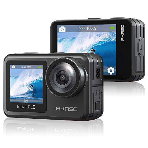 AKASO Brave 7 LE 4K30FPS 20MP 와이파이 액션 카메라 with 터치 스크린 브이로그 카메라 EIS 2.0 리모컨, 원격 131 Feet Underwater 카메라 with 2X 1350mAh Batteries
