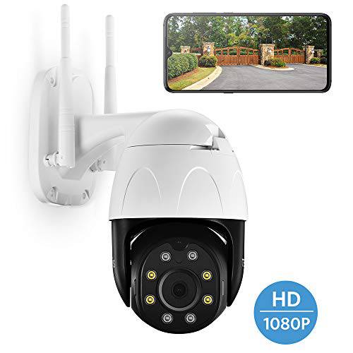 TENVIS FHD 1080P 아웃도어 보안카메라, CCTV, 와이파이 Home Surveillance 카메라 with 폰 어플, 나이트 비전 IP카메라, IP65 방수, 워터푸르프, Pan/ 틸트/ 디지털 Zoom, 2-Way 오디오, 모션 감지,센서, Works with Alexa
