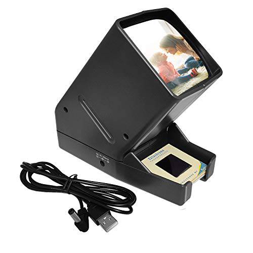 슬라이드 뷰어 for 35mm 필름 스트립, 데스크 탑 휴대용 LED 라이트 Viewing-for 긍정적인 필름 Negatives, 3X 배율, 배터리 Operation(USB 파워 케이블 Included)