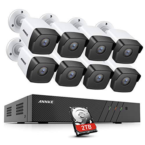 ANNKE H500 8CH PoE 보안카메라, CCTV 시스템, 6MP H.265+ NVR, 8X 5MP 아웃도어 CCTV Bullet IP 카메라 w/ 2T HDD, IP67 내후성, 7/ 24 프로텍트, EXIR 나이트 비전, 모션 감지,센서, 간편 리모컨 액세스