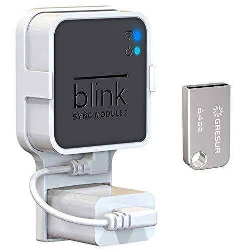 64GB USB 플래시드라이브 and 벽면 마운트 Blink 동기화 모듈 2, 스페이스 절약 마운트 브라켓 홀더 All-New Blink 아웃도어 Blink 실내 홈 보안카메라, CCTV 간편 마운트 숏 케이블