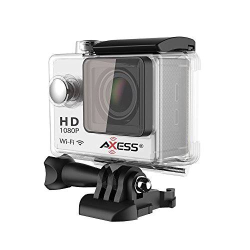 AXESS CS3605 1080p 풀 HD 와이드 앵글 렌즈 스포츠 and 액션 카메라 방수 하우징, 악세사리 and Built-in 와이파이 컨트롤 (실버)