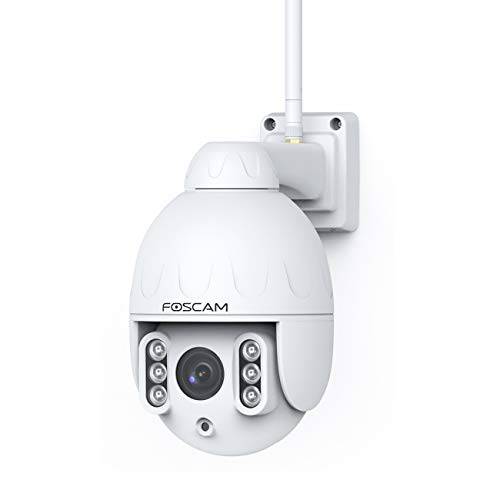 Foscam HT2 1080p 아웃도어 2.4g/ 5gHz 와이파이 PTZ IP카메라, 4X 광학 줌 팬 틸트 세큐리티 감시 스피드 돔, 2-Way 오디오  마이크&  스피커, 165ft 나이트 비전, CMOS 이미지 센서, IP66