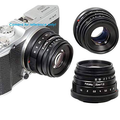 Fotasy  수동 35mm f1.6 APSC 렌즈 후지 X 마운트 미러리스 카메라, 호환가능한 후지필름 X-Pro1 X-Pro2 X-Pro3 X-E2 X-E3 X-A7 X-A10 X-T1 X-T2 X-T3 X-T10 X-T20 X-T30 X-T100 X-T200 X-H1 (3516FX)
