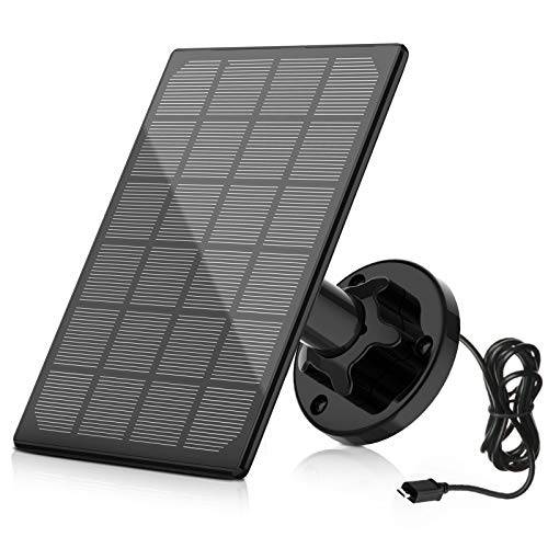 A-ZONE 태양광 패널 호환가능한 아웃도어 태양광, 태양열 무선 카메라 전원공급 Your 태양광 배터리 카메라 연속, 블랙