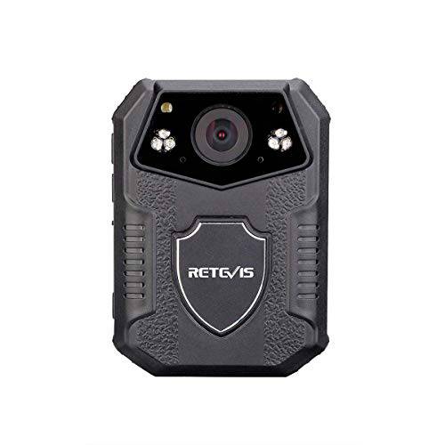 Retevis RT77 Police 바디 카메라 레코딩 HD 1080P 비디오, Built-in 16GB 메모리 카드, 나이트 비전 바디 착용 카메라 Law Enforcement (블랙, 1 팩)